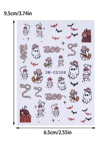 1/5 Peças Adesivos de Unhas de Halloween, Novos e da Moda Aranha, Abóbora, Estampa de Vaca, Fantasma, Teia de Aranha, Aranha Coração, Decalques de Arte de Unhas com Letras, Acessórios de Unhas, Variedade de Estilos para Design de Unhas DIY da Moda, Ferramentas de Manicure Interessantes e Minimalistas, Adequado como Presente para Família, Namorada, Melhores Amigas