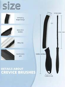 1/3pcs Crevice Cleaning Brush, New Multifunctional Gap Cleaning Brush Tool, Bathroom Gap Brush, Grout Cleaner Brush Hard Bristle Crevice Cleaning Brush - Black - View 4