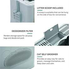 Foldable Cat Litter Box – Extra Large Space – Cat Litter Box House – Pink/Blue/Gray - Màu xanh lam - Xem 3