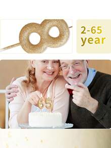 Velas decorativas con números del 0 al 9 en color dorado champán con brillo para fiestas de cumpleaños, aniversarios y bodas - champán dorado - Ver 6