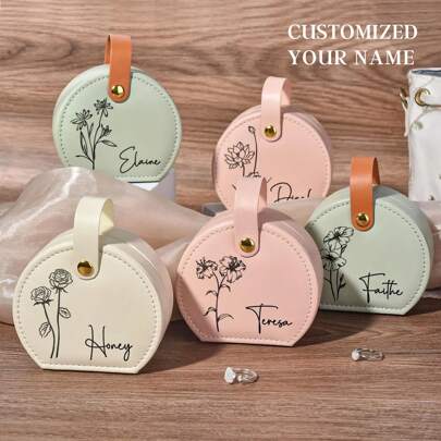 Customized Travel Jewelry Box, Earring Box, Ring Box, Necklace Storage Box, Leather Jewelry Box, Bridesmaid Gift Box (For Sisters And Friends), Holiday Calendar