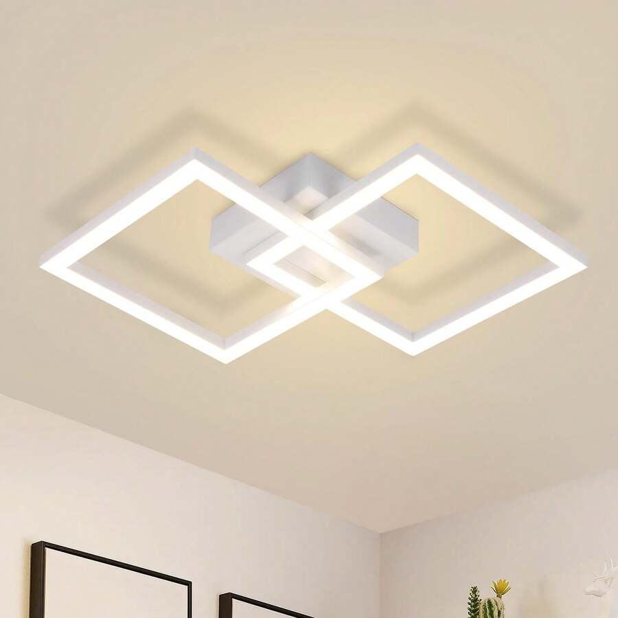 Glitzerlife Ceiling Lamp LED Ceiling Light Kitchen: 24W Kitchen Lamp Black Living Room Lamp Modern Design Hallway Lamp Warm White Hallway Bedroom Lamp Square Ceiling Lighting For Living Room Bedroom - trắng - Xem 1