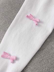 Girls' Cute Solid Color 3D Bow Short Knitted Cardigan, Suitable For Casual Daily Wear, Spring & Autumn - White - View 6