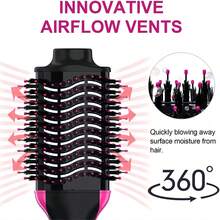 热风梳、吹风机直发器、家用拉直卷发干燥吹风梳、带铝管梳头的热风刷、适合所有发质的电动发梳、节日礼物 - 查看 5