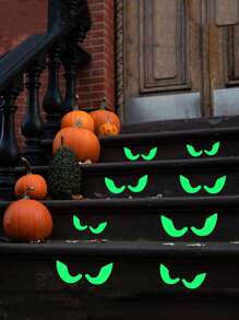 1pc Glow-In-The-Dark Halloween Eye Window Stickers ,Evil Peeping Eyes Fluorescent Luminous Stickers,Removable Fluorescent Window Decorations Halloween Stair Stickers Home Wall Window Decorations - Multicolor - View 1