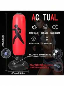 1 Piece 1.6m Adult Young People Universal Fitness Vertical Inflatable Sandbag Boxing Column Inflatable Tumbler Sandbag Punching Bag