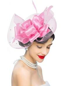 2025 Bucket Hats Women Ladies Girls, Organza Derby Fascinator Hat Tea Party Bridal Church, Hats - 4455 màu hồng - Xem 2