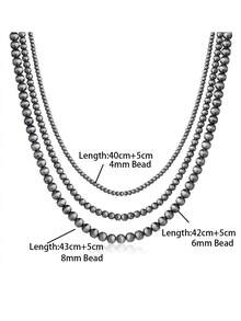 1~4 件女士黑珍珠蝴蝶结项链套装，仿珍珠 4 毫米/6 毫米/8 毫米珍珠多层项链套装，西部牛仔风格，时尚珠宝礼物 - 黑色 - 查看 4