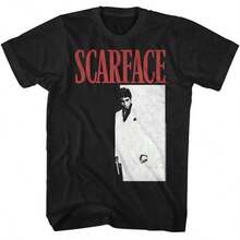 Scarfaces Tony Montana Men'S T Shirt Movie Poster Pacino Vintage Black Gangster - 黑色 - 查看 1