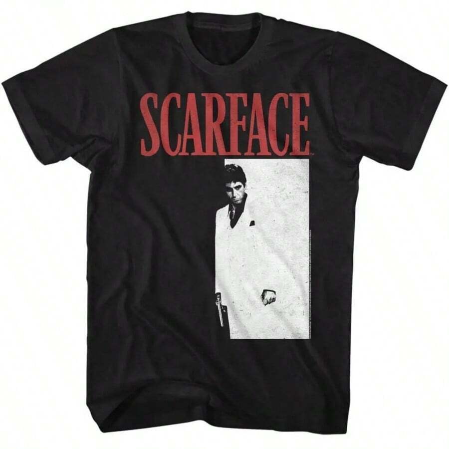 Scarfaces Tony Montana Men'S T Shirt Movie Poster Pacino Vintage Black Gangster - màu đen - Xem 1
