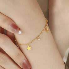 Korean Style Simple Star Moon Bracelet Women's 18K Stainless Steel Jewelry Versatile Personality Non-Fading Bracelet - Vàng - Xem 1