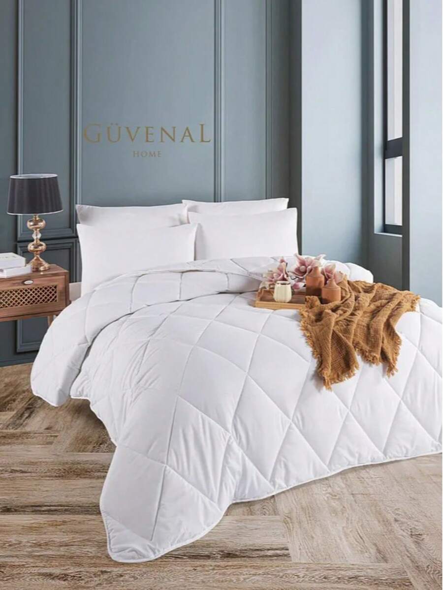 Comforter – 155x215 Cm & 195x215 Cm Thick Silicone Filling, Cotton Fabric, Breathable & All-Season Use - White - View 1