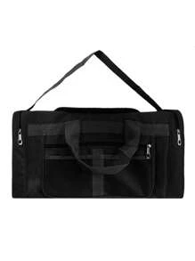 多功能防水新款热销运动包大容量健身包休闲旅行包手提包男士行李包便携式外出行李包拉链手提包周末包商务旅行度假户外返校包 - 黑色 - 查看 7