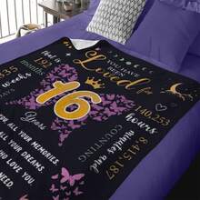 1 Piece Sweet 16 Girl, 16th Birthday, 16th Girl Birthday Ideas, 16th Birthday Decoration, Happy 16th Birthday, 16th Birthday Blanket 50X60, Soft Flannel Blanket - 摩卡棕 - 查看 6
