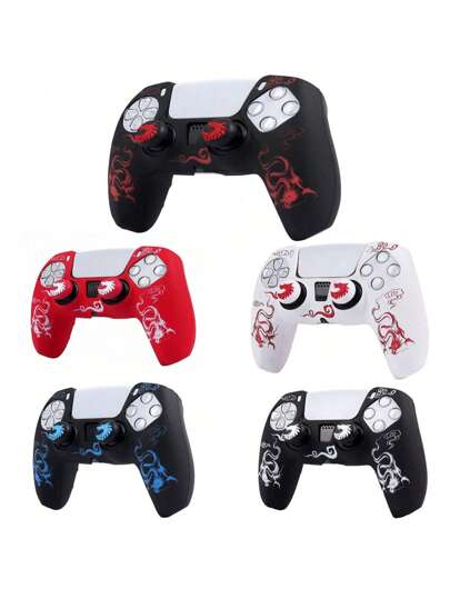  Clouds Dragon 控制器外壳适用于 Playstation 5 控制器，RALAN 1 控制器保护套 +2 个定制拇指握把盖