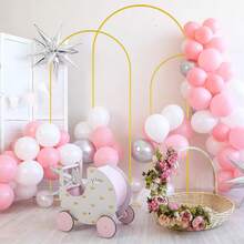 3pcs(7.2ft, 6.6ft,6ft Height) , Flowers Decoration Wedding Golden Metal Arch Stand Frame , Wedding Arch Backdrop Stand Set, Balloon Arch Kit For Ceremony Birthday Party Bridal Shower Photo Booth Garden Floral Balloon Arch Decor - 金色 - 查看 6