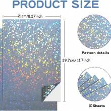 Holographic Printable Sticker Paper, Vinyl Rainbow Sticker Paper For Inkjet & Laser Printer, 10 Sheets Dries Quickly Waterproof Sticker Paper A4- 8.27 X 11.7 Inch - A4 - View 2