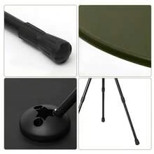 Balcony Mini Garden Table - Space Saving Foldable Design, Waterproof Round Table Top, Weather Resistant Metal For Small Space Decoration, 2 Layers Height 13.8/22 Inches, Suitable For Gardens, Balconies, Backyards, Porches, Deck, Camping, Folding Table - Green - xanh quân đội - Xem 8