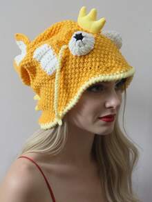 1 Piece Cute Clownfish Hat Knitted Warm Hat Goldfish Three-Dimensional Shape Soft And Warm Neutral Style Suitable For Daily Leisure Vacation, Fall / Winter
