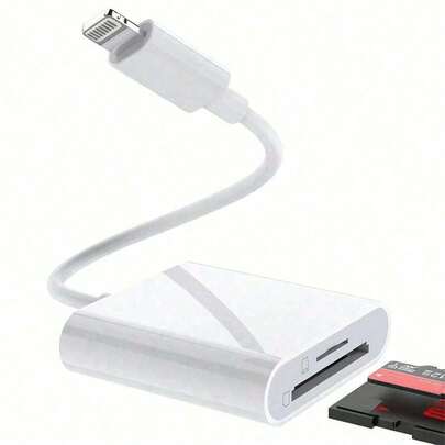 1 个双插槽 USB-C/Lightning SD/TF 读卡器适配器，便携式相机查看器 SD 卡适配器即插即用，兼容 17/16/15/14/13/12/11/XS/8/7/6/IPad/相机/运动相机