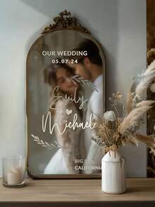 1 Stück individuell gestalteter Spiegel Aufkleber/Dekor, Hochzeits-/Geschenk für Treffen, Geburtstag/Jahrestag, DIY Geschenk, handgemacht, handgeschrieben, Hochzeits-Aufkleber