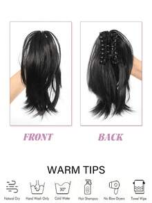 Extensiones de cabello postizo rizado y desordenado con moño elástico, extensiones de cabello para mujeres, cobertura para cola de caballo, pinza para cola de caballo corta de múltiples colores, accesorios de moda para el cabello, pinzas para el cabello, accesorios de otoño, pinzas para el cabello de invierno, accesorios para atuendos de vacaciones, accesorios de verano para la playa - Multicolor - Ver 5