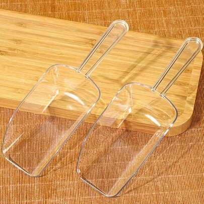 1/2/3/4/5pcs Transparent Plastic Ice Scoops, Multifunctional Refrigerator Ice Cube Tray Scoops, Multipurpose Kitchen Spoons, Bathroom Ice Scoops, Food & Candy Scoops, Frosted Transparent Ice Spatulas, Milk Tea Shop Kitchen Cereal Ice Scoops (Dear Customer, Warm Reminder: There May Be Minor Scratches During Transportation)