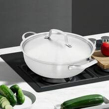 Stainless Steel Pot With Lid 26cm - 304 Grade, Frying Pan, Suitable For Use With Induction Stoves, Gas Stoves, Halogen Stoves, Glass Stoves, And Ceramic Stoves, Used In Kitchens In Hotels, Restaurants, Homes, Etc, Composite Steel, Silver - 銀色 - 查看 1