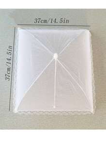 1 Pieza Cubierta de arroz blanco, Cubierta de mesa plegable a prueba de moscas, Cubierta contra el polvo para el hogar, Cubierta de alimentos a prueba de moscas con borde de encaje para uso en exteriores, Grande cubierta a prueba de insectos y polvo, Adecuada para fiestas al aire libre, picnics, barbacoas y campamentos, sala de estar, cocina, cubierta contra moscas de la fruta, accesorios de organización de cocina.