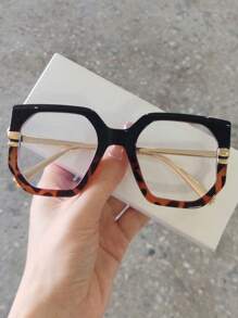 1 件方形双色 TR90 材质金属镜腿女士透明镜片眼镜