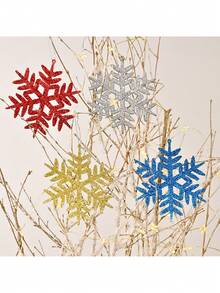 4 Stücke/Packung künstliche glitzernde Schneeflocken, Weihnachtsdekoration, geeignet für Weihnachtsbaum Dekoration