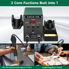 ILIBILIB 700W 2 In 1 Hot Air Gun Soldering Iron Kitwith LED Digital Display, Fast Heating To 500°C (932°F), Auto Sleep Mode, °C/°F Conversion, Heavy-Duty Construction - For Electronics Repair, PCB, DIY Projects - UK Plug(220-240V) - View 2