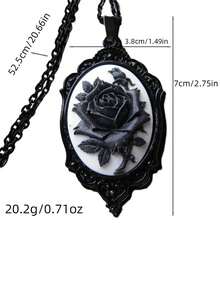 1 Piece Vintage Black Rose With Black Necklace Gothic Black Alloy Women's Pendant Necklace Suitable For Holiday Parties And Daily Clothing Matching - 黑色 - 查看 4