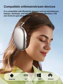 AKKHOO Casque Sans Fil Supra-Auriculaire Avec Jerry 5.3, Longue Autonomie, Convient Pour Une Utilisation Au Bureau Et Écoute De Musique, Aussi Pour Les Jeux E-Sports - marron argenté - Voir 3