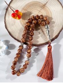 1pc 10cm Big Floral Beads 33pcs Delicate Muslim Prayer Beads, Original Handmade Colorful Arabic Tassel Bracelet - Multicolor - View 7