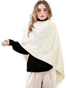 Bufandas para Mujeres, Bufanda de Invierno, Chales y Envolturas Clásicas de Pashmina, Bufandas con Sensación de Cachemira para Mujeres, Bufandas Largas - Crema blanca - Ver 2