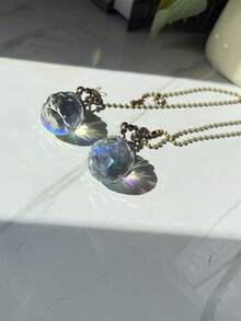 1pc Ab Crystal Pendant Lighting Fixture Fan Pull Chain Ball Shaped European Style Ceiling Fan Decoration,Home Decor ,Room Decor,Wall Decor Gifts Birthday Graduation - Multicolor - View 4