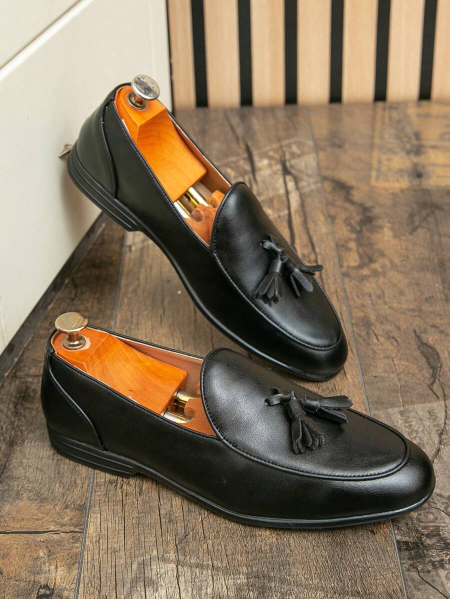 男士休闲乐福鞋时尚一脚蹬皮鞋发型师正装鞋大码四季正装鞋正式/商务正装