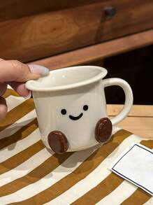 1 件可爱卡通陶瓷杯带脚印表情，家用下午茶咖啡杯，拿铁杯，花茶杯，早餐牛奶杯，情侣水杯，节日礼物，送给家人和朋友的礼物 - 彩色 - 查看 15
