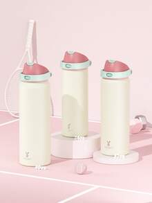 Meoky 24oz Vacuum Insulated Water Bottle with 2-in-1 Straw and Spout Lid, Insulated Cup, Keep Cold 24H, Leak-Proof, Fits in Car Cup Holder, Stainless Steel Tumbler for Sports, Travel, and School - 米黃 - 查看 9