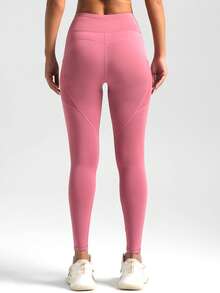 Soyun Women's One-Piece Side Pocket Fitness Pants, Suitable For Yoga, Outdoor Sports And Butt Lifting - Pink - View 3