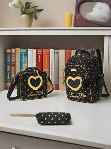 3件套足球迷必备套装大容量足球、恐龙、美人鱼尾巴、猫咪、独角兽、心形图案背包防水保温午餐袋3）便携式多功能铅笔盒。采用耐用涤纶制成，侧袋，多层内部设计，容量大，适合放置水瓶或雨伞。