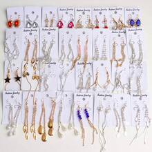 20 件/包优雅时尚水钻星星和泪珠流苏耳环，适合女性日常、节日、婚礼、派对、礼品配饰，款式随机