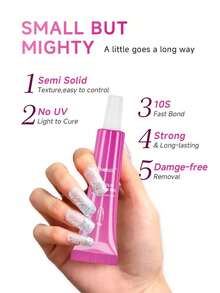 2pcs/1pc Newly Upgraded Quick Drying 10g Semi Solid Nail Glue For Press On Nails Tips No Need For UV Lamp Long Lasting Fake Acrylic Nails Kit Glue Gel - Clear - 查看 5