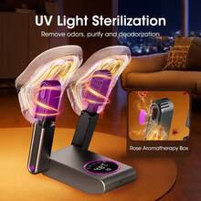 Hailicare Essiccatore per scarpe con 4 elementi riscaldanti PTC, temperatura costante a 48°C, 4 timer, sterilizzazione UV, pieghevole e telescopico