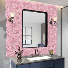 1/10Pcs Flower Wall Panel, Suitable For Flower Wall Backdrop, 9.8*9.8 Inch Pink Artificial Rose Hydrangea Artificial Flower Panel Artificial Flower Background, Suitable For Wall Decoration, Party And Wedding Decoration, Bride Gift/Baby Gift Decoration