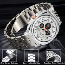 1 条不锈钢表带 + 1 个金属表带拆卸工具，兼容三星 Galaxy Watch 8 / 8 Classic Ultra 47mm (2025/2024)，男女通用金属表带，适合手腕尺寸：6.3"-8.26" (160mm-210mm) - 銀色 - 查看 2