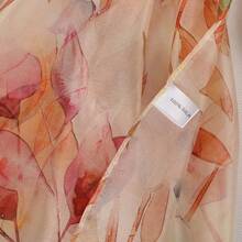 100% Mulberry Silk Scarf For Women Lightweight Long Scarves Beach Wraps Cover Up -Travel Photography Scarfhalloween - Beige Pink Floral - 查看 3