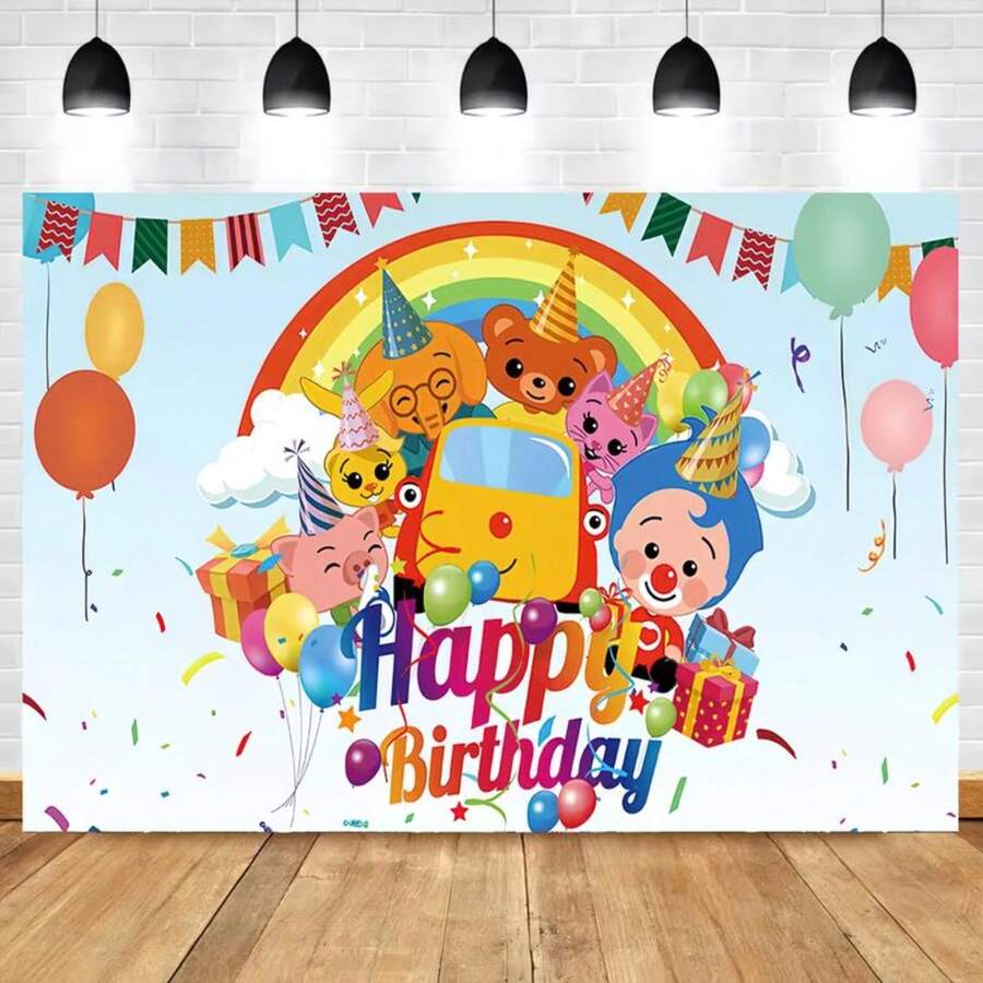 Plim Background Tapestry Children Birthday Party Photography Cartoon Photo Background Wall Rainbow Desktop Banner Decoration Baby Room - Như thể hiện trong hình - Xem 1