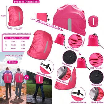 Regenschutz Für Rucksäcke Mit Reflexstreifen 15L50L Wasserdichte Rucksack Regenschutz Mit Aufbewahrungstasche Regenhülle Schulranzen Für Wandern Camping Reisen Radfahren